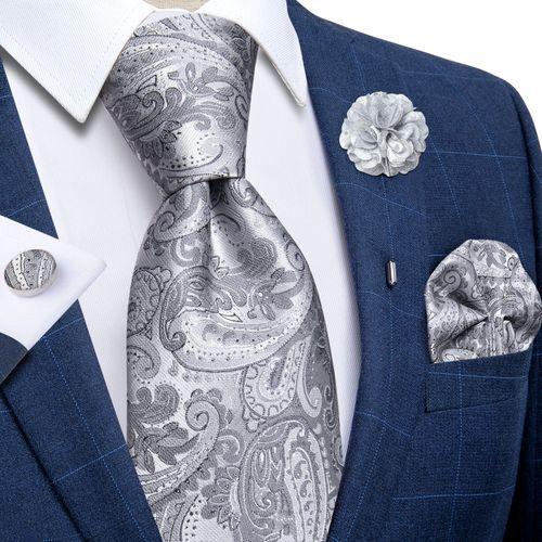 Cravate De Cou Paisley Bleu Argent Pour Hommes De Luxe 8cm De Large... on Productcaster.