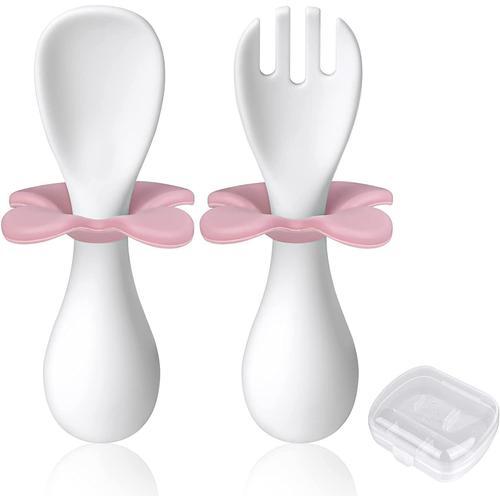 Cuillère Et Fourchette Pour Bébé,2pcs Couverts Ergonomiques Bébé Co... on Productcaster.