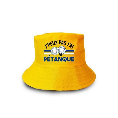 BOB JAUNE ADULTE J'PEUX PAS J'AI PÉTANQUE on Productcaster.