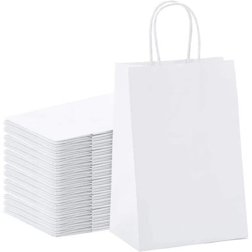 10X Sac Kraft Sac en Papier Kraft avec Poignée Blanc Sacs Cabas Pap... on Productcaster.