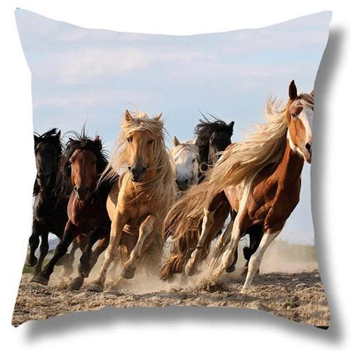 Housse De Coussin Imprimée Cheval De Course,Taie D'oreiller En Poly... on Productcaster.