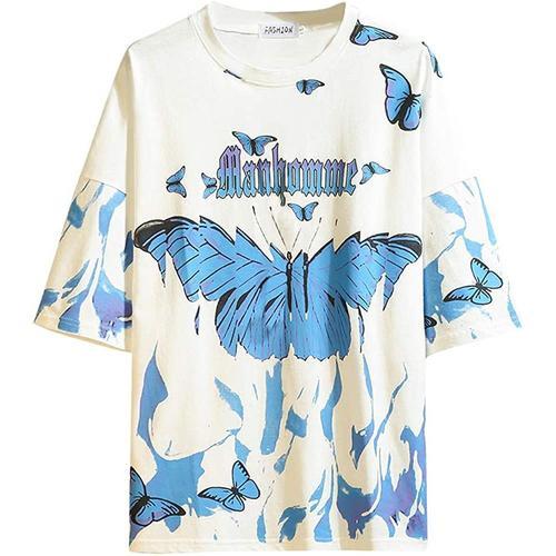 T-Shirt Avec Motif Papillons Pour Homme - Blanc - X-Large-- on Productcaster.