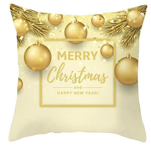 Juste De Coussin De Noël Dorée,Taie D'oreiller Carrée Décorative,Fl... on Productcaster.