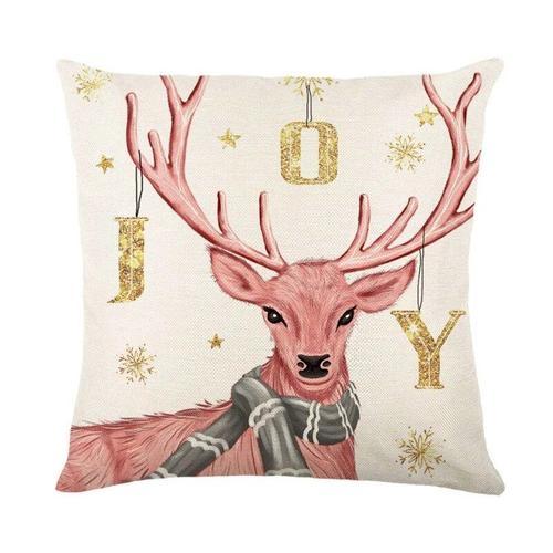 Juste De Coussin De Noël Elk Rose,Taie D'oreiller En Lin,Impression... on Productcaster.