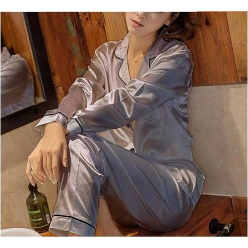 Ensemble De Pyjama En Satin De Soie Pour Femme,Vêtements De Nuit À ... on Productcaster.