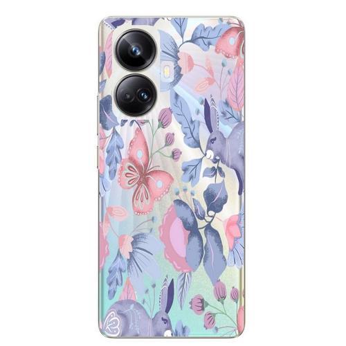 Coque Realme 10 Pro Plus Papillon Lapin Et Fleur Transparente on Productcaster.