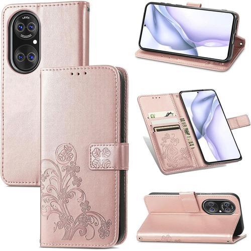 Coque Pour Huawei P50, Pu Cuir Crédit Fentes Fonction Stand Fermetu... on Productcaster.