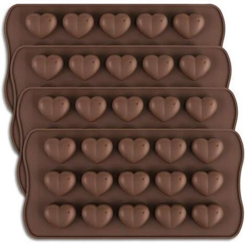 4 Pièces Moule À Chocolat En Forme De C¿Ur À 15 Cavités En Silicone... on Productcaster.