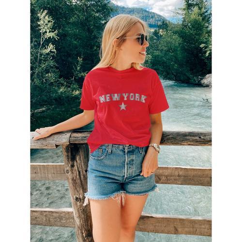 Tee Shirt New York Fille Enfant Rouge on Productcaster.