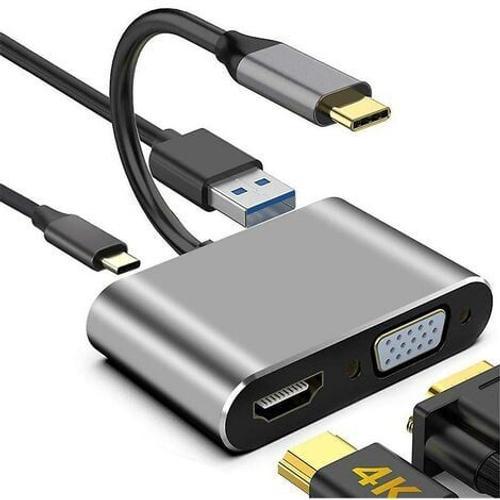 4 en 1 Type C vers Hdmi 4k Vga Hd Usb 3.0 Hub adaptateur de câble U... on Productcaster.