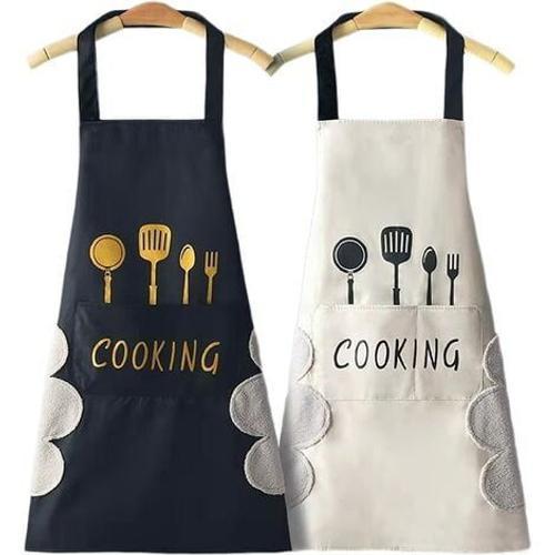 2 Pcs Tablier de Cuisine Impermeable Tablier de Cuisine Reglable Ta... on Productcaster.