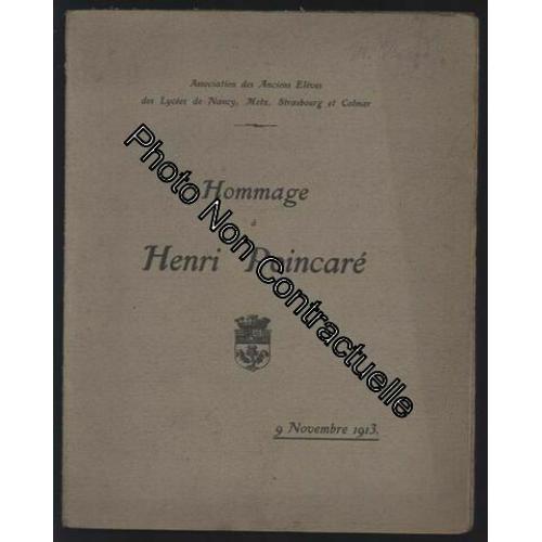 Hommage À Henri Poincaré 9 Novembre 1913 Association Des Anciens El... on Productcaster.