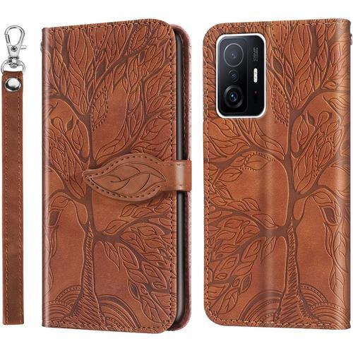 Coque Pour Xiaomi Mi 11t / Mi 11t Pro - Arbre Embossé Cuir Etui Por... on Productcaster.