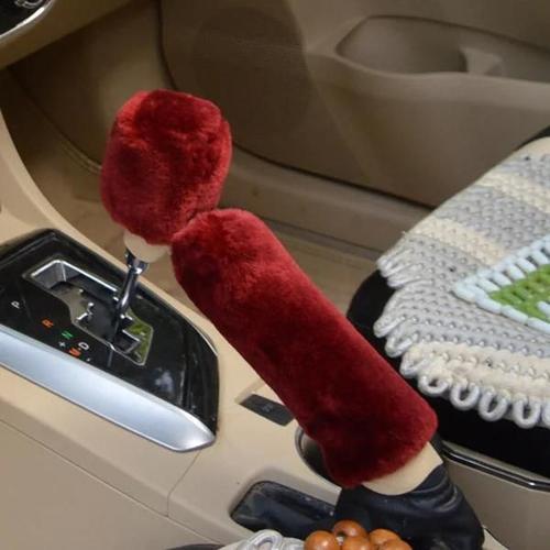 Vin Rouge - Juste De Frein À Main De Voiture En Fourrure En Peluche... on Productcaster.