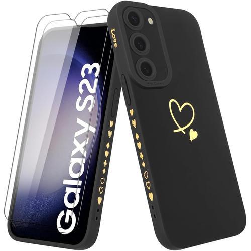 Coque Pour Samsung Galaxy S23 5g Avec 2 Verre Trempé, Etui Fille Av... on Productcaster.