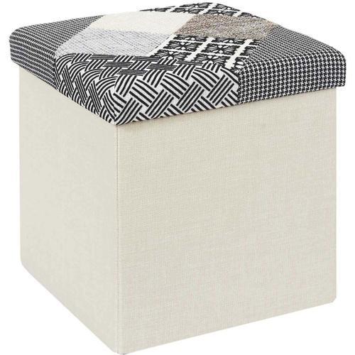 Pouf Coffre Pliable Patchwork Gris on Productcaster.