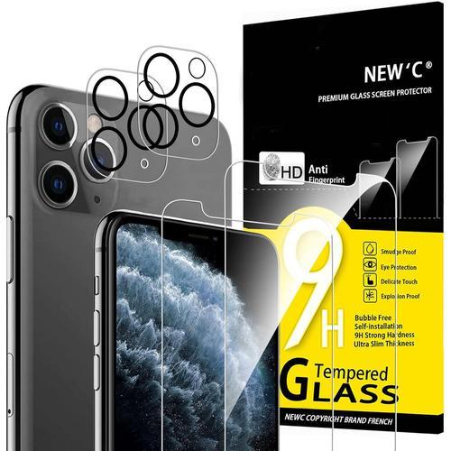 Lot De 4, 2 X Verre Trempé Pour Iphone 11 Pro Et 2 X Protection Ecr... on Productcaster.