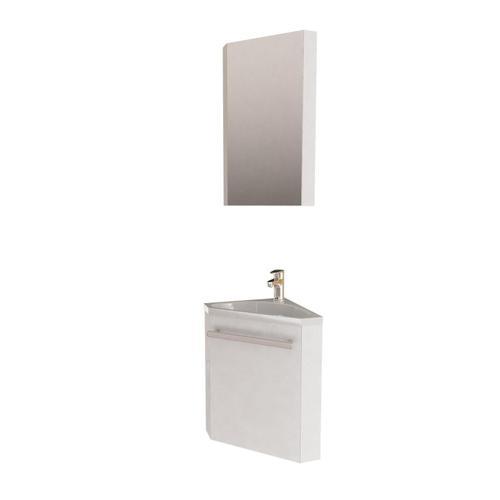 Ensemble Lave-Mains D'angle Blanc + Vasque + Armoire De Toilette on Productcaster.