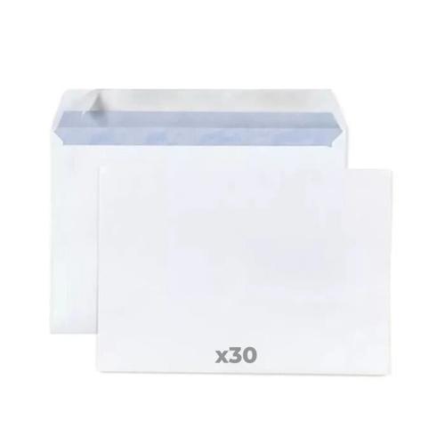 30 Enveloppes Blanches En Papier 80 G - 16,2 X 22,9 Cm on Productcaster.