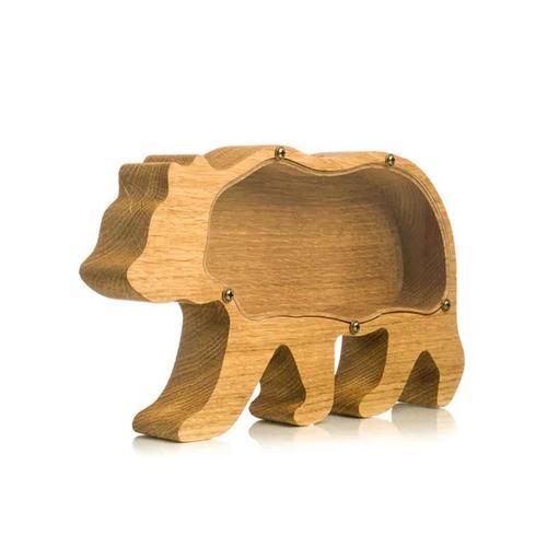 Ours - Tirelire En Bois Avec Autocollant De Nom, Boîte À Billets En... on Productcaster.