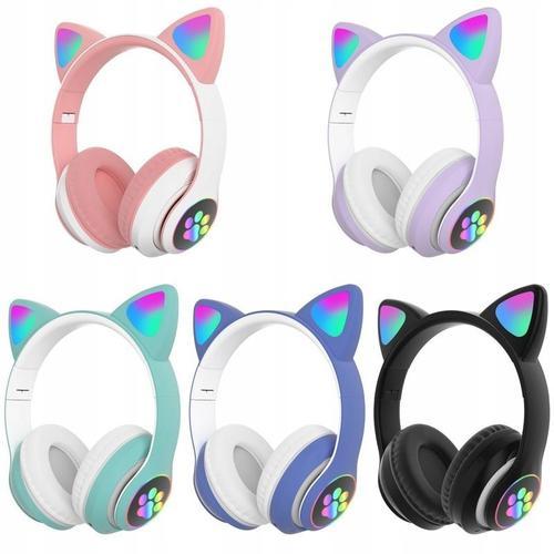 CASQUE POUR ENFANTS LED/OREILLES DE CHAT, ROSE/ROSE on Productcaster.