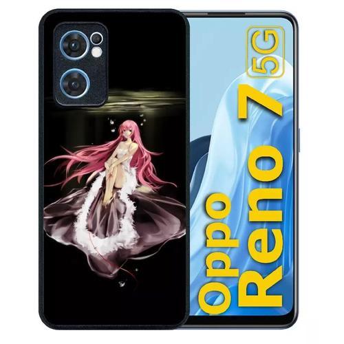 Coque Pour Oppo Reno7 5g - Manga Fille Cheveux Rose - Silicone - Noir on Productcaster.