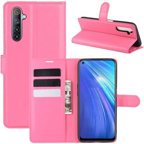 Étui Pour Realme 6 6,5 Pouces Pu Cuir Housse Flip Coque Litchi Moti... on Productcaster.