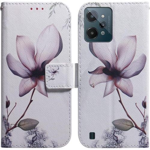 Étui Pour Realme C31 6,5 Pouces Pu Cuir Housse Flip Coque Fleur Mot... on Productcaster.