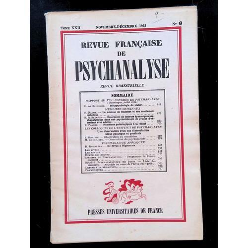 Revue Française De Psychanalyse Tome Xviii - 1954 - N°3 Juillet-Sep... on Productcaster.