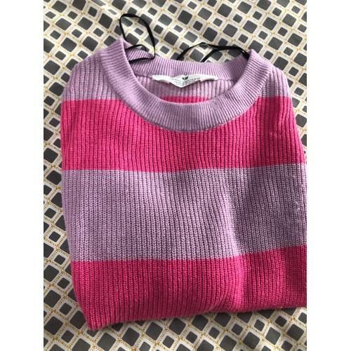 Pull Rose Rayé Violet Fille 10-12 Ans. on Productcaster.