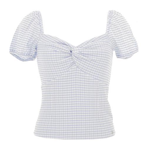 Tee Shirt Manches Courtes Guess Ss Lazize Knot Top Bleu Ciel on Productcaster.