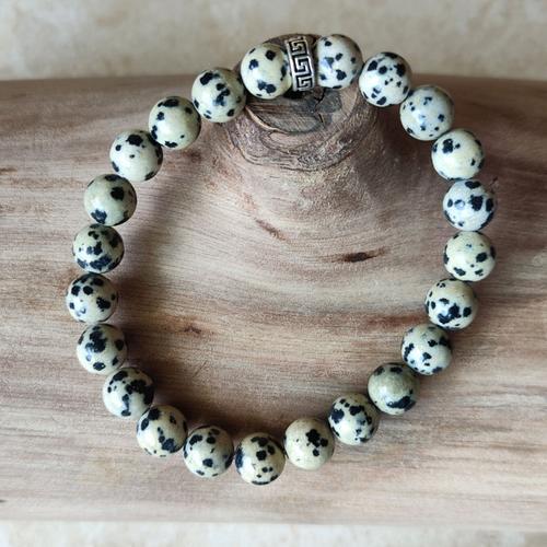 Bracelet Pierres Naturelles - Jaspe Dalmatien - Fabriqué En France on Productcaster.