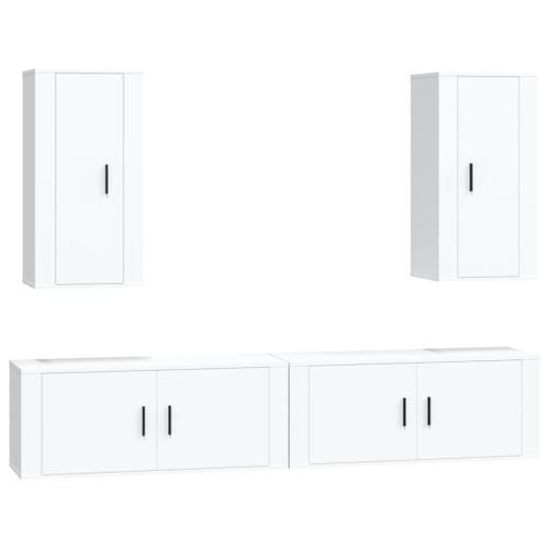 Vidaxl Ensemble De Meubles Tv 4 Pcs Blanc Bois D'ingénierie on Productcaster.