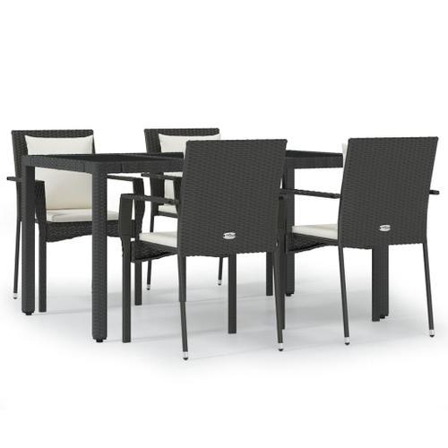 Salon De Jardin 5 Pcs Avec Coussins Noir Résine Tressée on Productcaster.