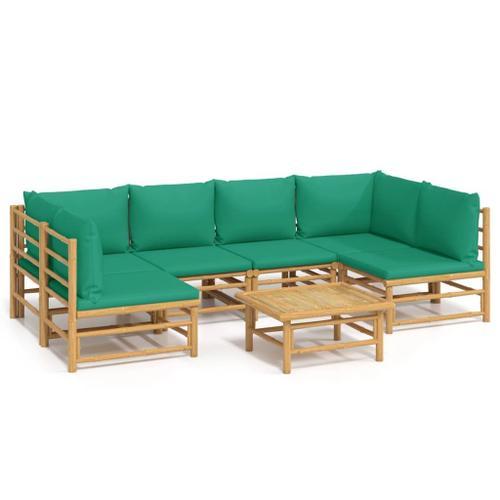 Salon De Jardin 7 Pcs Avec Coussins Vert Bambou on Productcaster.