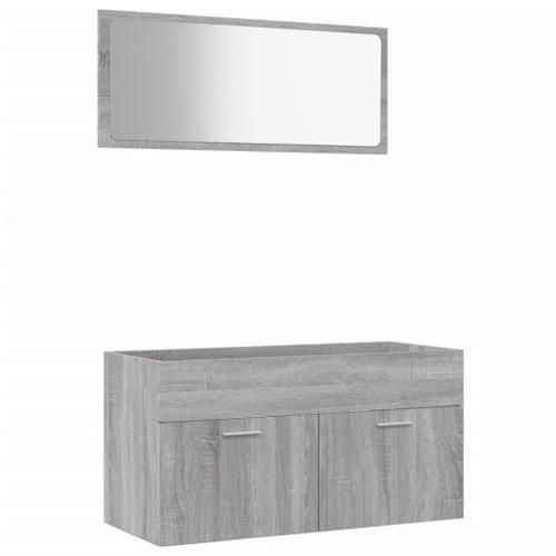 Vidaxl Ensemble De Meubles De Salle De Bain 2 Pcs Sonoma Gris on Productcaster.