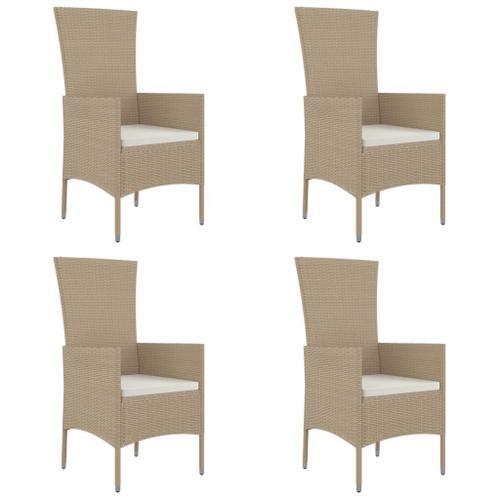 Vidaxl Chaises De Jardin Avec Coussins 4 Pcs Résine Tressée Beige on Productcaster.