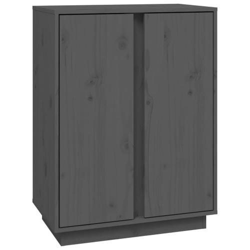 Vidaxl Buffet Gris 60x35x80 Cm Bois Massif De Pin on Productcaster.