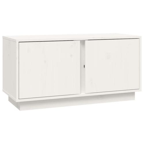 Vidaxl Meuble Tv Blanc 80x35x40,5 Cm Bois De Pin Massif on Productcaster.