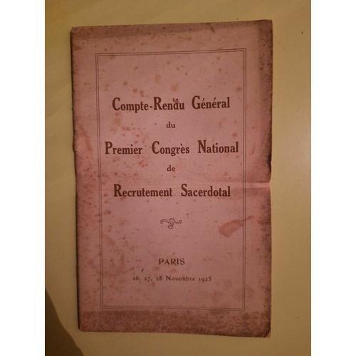 Compte Rendu Général Du Premier Congrès National De Recrutement Sac... on Productcaster.