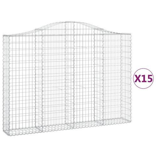 Vidaxl Paniers À Gabions Arqués 15 Pcs 200x30x140/160 Cm Fer Galvan... on Productcaster.