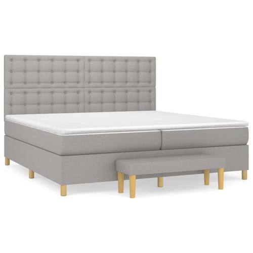 Lit À Sommier Tapissier Avec Matelas Gris Clair 200x200cm Tissu on Productcaster.