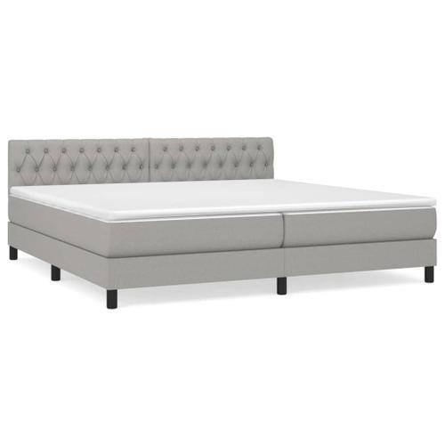 Vidaxl Lit À Sommier Tapissier Avec Matelas Gris Clair 200x200cm Ti... on Productcaster.