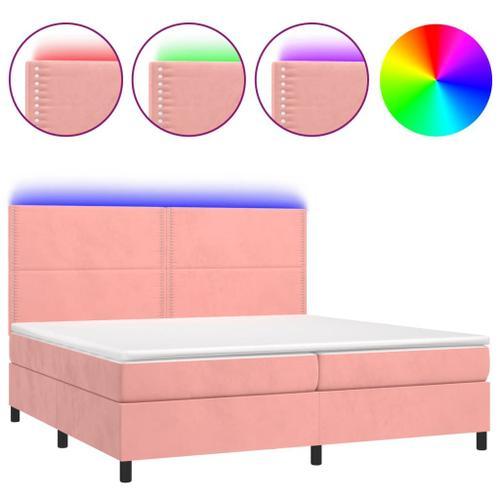 Vidaxl Sommier Tapissier Avec Matelas Et Led Rose 200x200 Cm Velours on Productcaster.