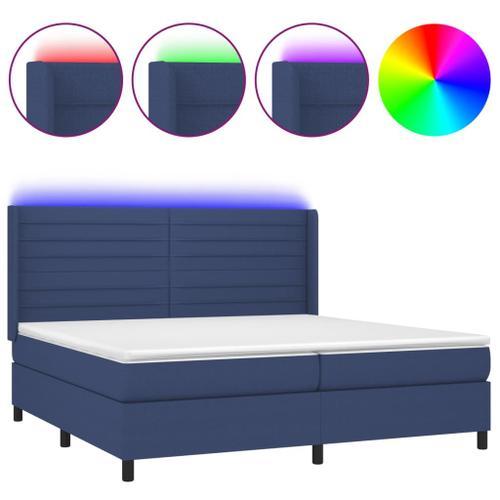 Vidaxl Sommier Tapissier Et Matelas Et Led Bleu 200x200 Cm Tissu on Productcaster.