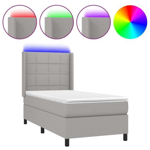 Vidaxl Sommier Tapissier Avec Matelas Et Led Gris Clair 80x200cm Ti... on Productcaster.