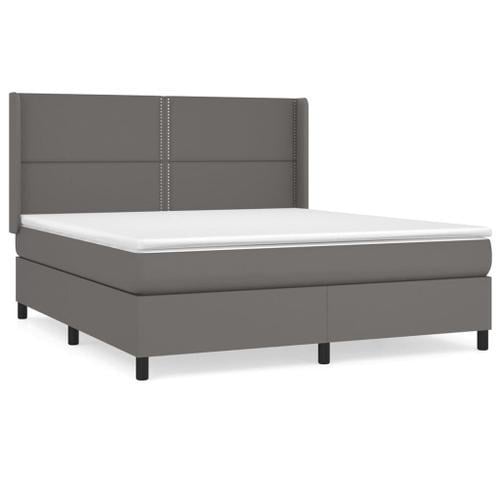 Vidaxl Lit À Sommier Tapissier Avec Matelas Gris 180x200 Cm Similic... on Productcaster.