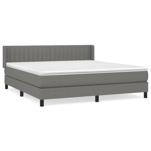 Vidaxl Lit À Sommier Tapissier Avec Matelas Gris Foncé 180x200cm Ti... on Productcaster.