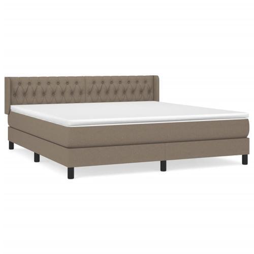 Vidaxl Lit À Sommier Tapissier Avec Matelas Taupe 180x200 Cm Tissu on Productcaster.