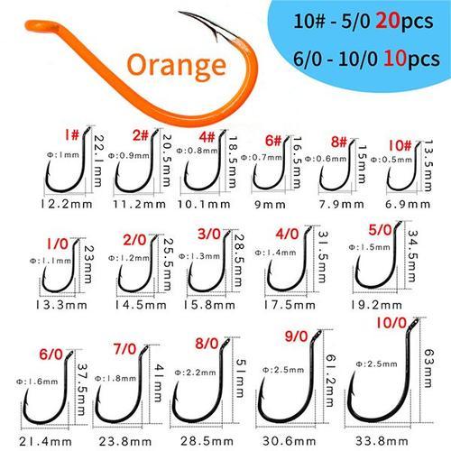 20pcs Taille 10 - Orange - Hameçon De Poulpe Lumineux En Acier À Ha... on Productcaster.